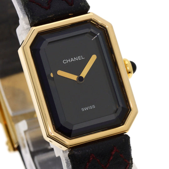 CHANEL Watches Quartz H0090 K18YG, leather gold Premiere black dial Women Used Authentic