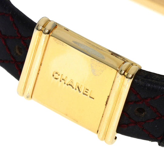 CHANEL Watches Quartz H0090 K18YG, leather gold Premiere black dial Women Used Authentic