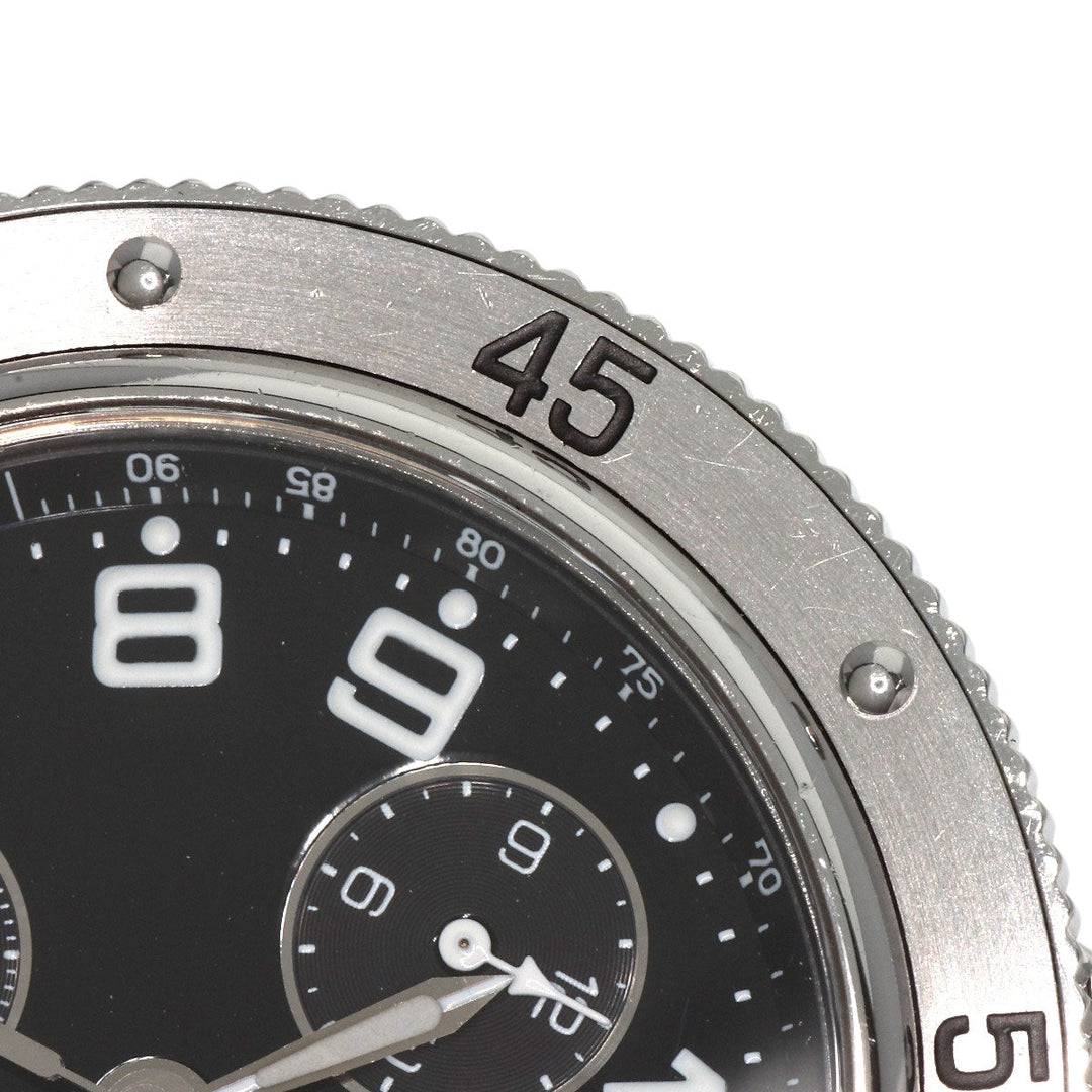 HERMES Watches Quartz CL2.910 Stainless Steel , Stainless Steel Silver Clipper Diver Chronograph black dial mens Used Authentic