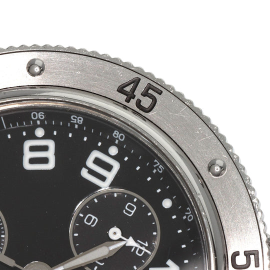 HERMES Watches Quartz CL2.910 Stainless Steel , Stainless Steel Silver Clipper Diver Chronograph black dial mens Used Authentic