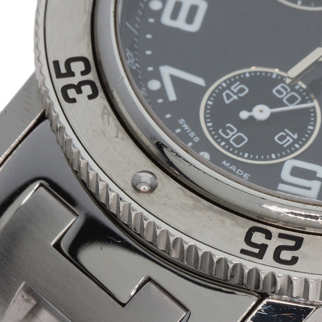 HERMES Watches Quartz CL2.910 Stainless Steel , Stainless Steel Silver Clipper Diver Chronograph black dial mens Used Authentic
