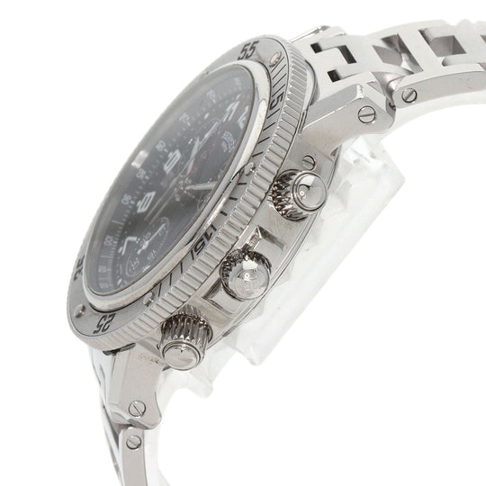 HERMES Watches Quartz CL2.910 Stainless Steel , Stainless Steel Silver Clipper Diver Chronograph black dial mens Used Authentic