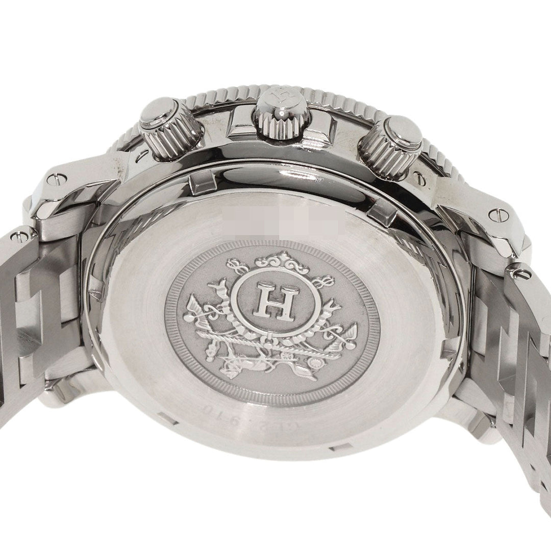 HERMES Watches Quartz CL2.910 Stainless Steel , Stainless Steel Silver Clipper Diver Chronograph black dial mens Used Authentic