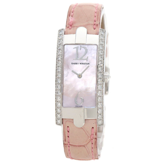 HARRY WINSTON Watches Quartz 330LQW K18WG, leather Silver Avenue C Pink shell dial Women Used Authentic