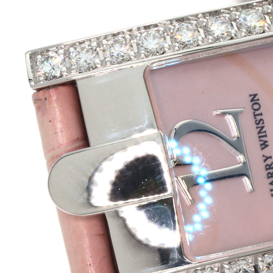 HARRY WINSTON Watches Quartz 330LQW K18WG, leather Silver Avenue C Pink shell dial Women Used Authentic