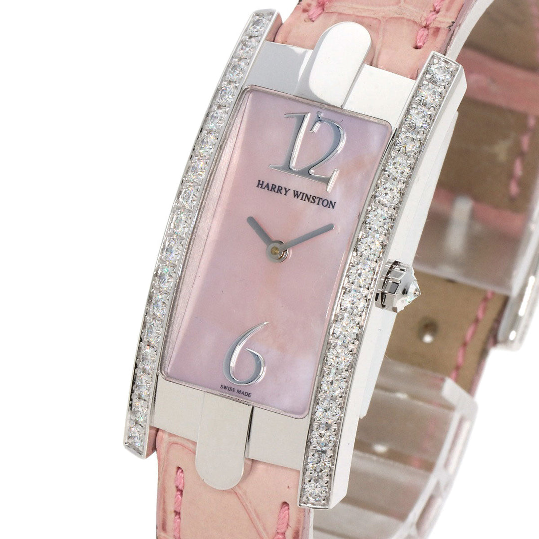 HARRY WINSTON Watches Quartz 330LQW K18WG, leather Silver Avenue C Pink shell dial Women Used Authentic
