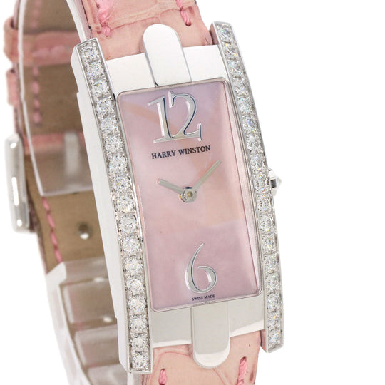 HARRY WINSTON Watches Quartz 330LQW K18WG, leather Silver Avenue C Pink shell dial Women Used Authentic