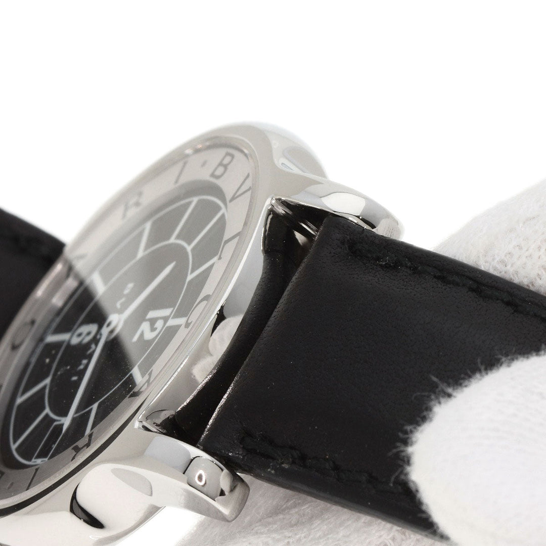 BVLGARI Watches Quartz ST35 Stainless Steel, Leather Silver Solo tempo black dial mens Used Authentic