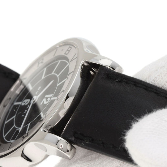 BVLGARI Watches Quartz ST35 Stainless Steel, Leather Silver Solo tempo black dial mens Used Authentic