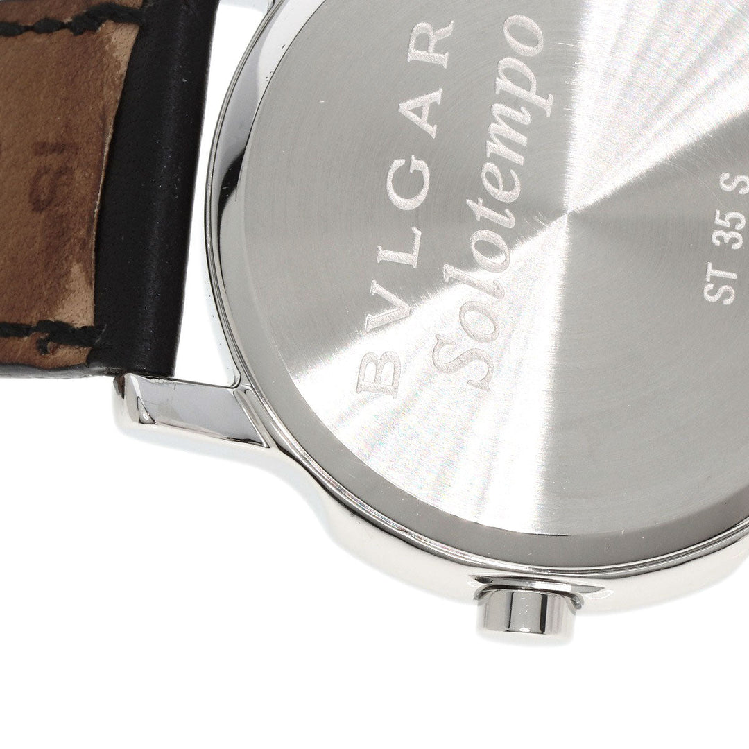 BVLGARI Watches Quartz ST35 Stainless Steel, Leather Silver Solo tempo black dial mens Used Authentic