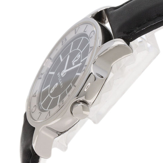 BVLGARI Watches Quartz ST35 Stainless Steel, Leather Silver Solo tempo black dial mens Used Authentic