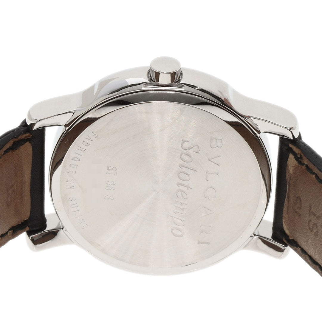 BVLGARI Watches Quartz ST35 Stainless Steel, Leather Silver Solo tempo black dial mens Used Authentic