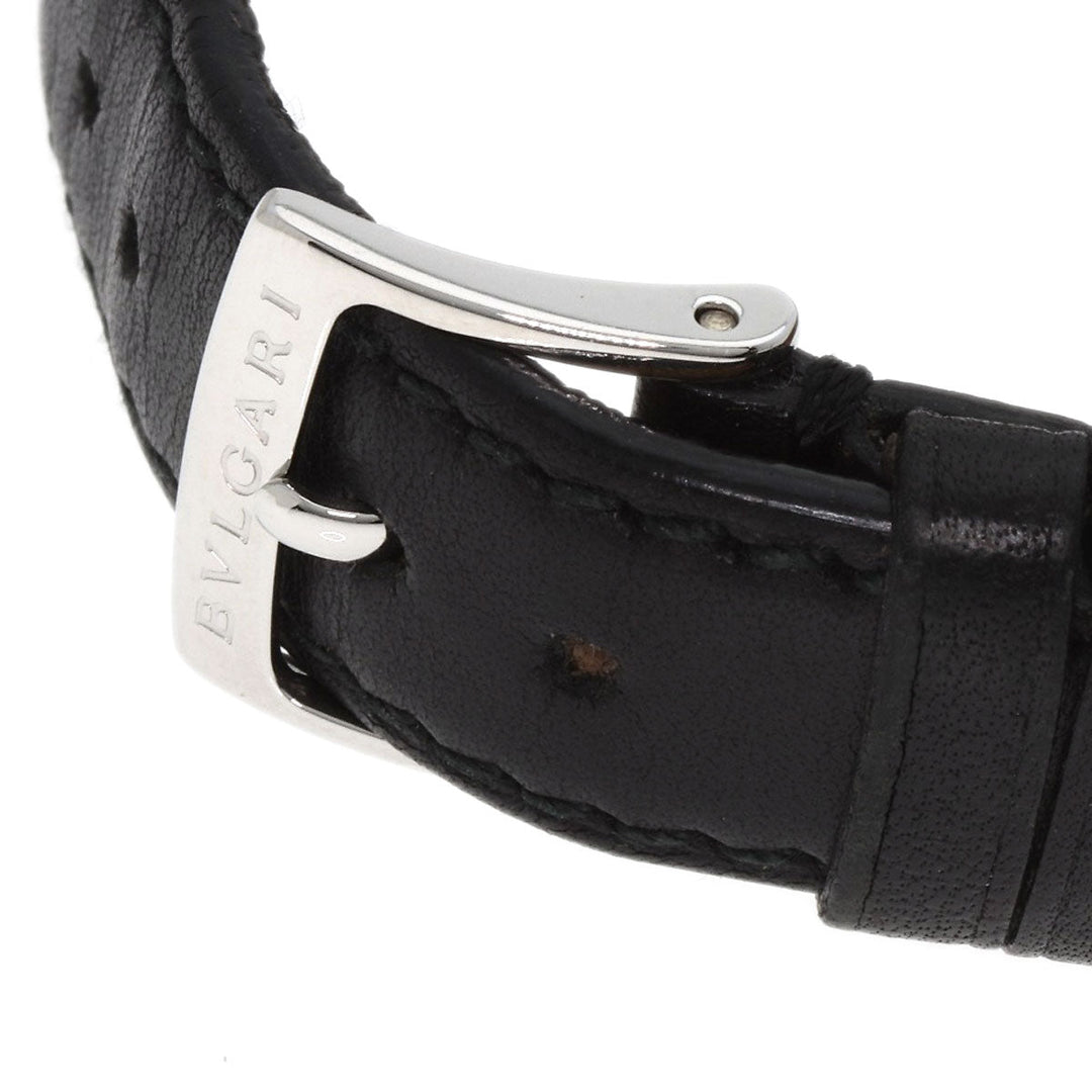 BVLGARI Watches Quartz ST35 Stainless Steel, Leather Silver Solo tempo black dial mens Used Authentic