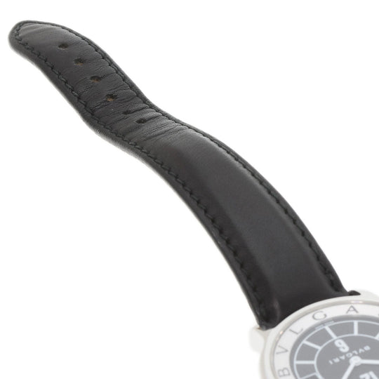 BVLGARI Watches Quartz ST35 Stainless Steel, Leather Silver Solo tempo black dial mens Used Authentic
