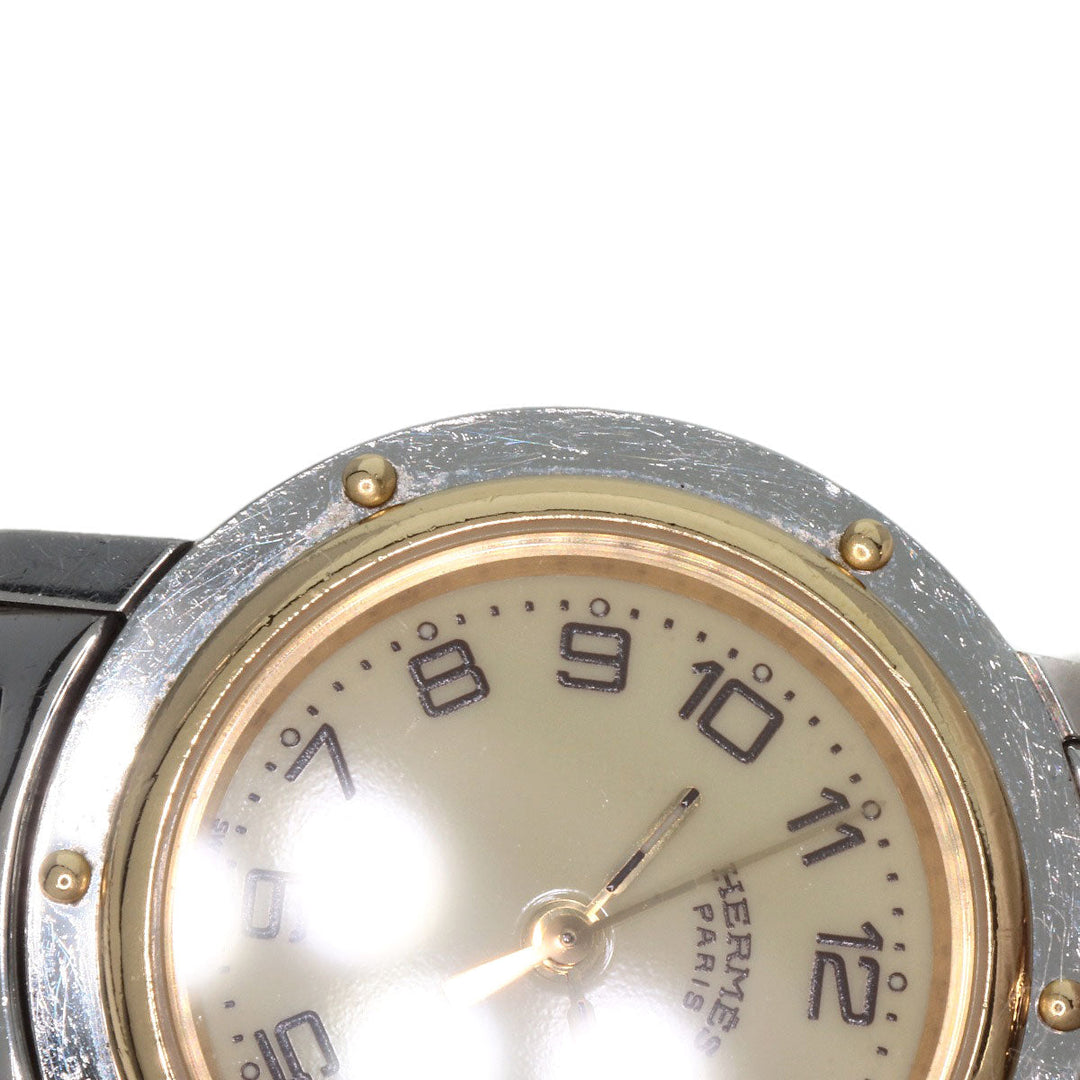HERMES Watches Quartz CL4.220 Stainless Steel , SSxGP gold Clipper Ivory dial Women Used Authentic