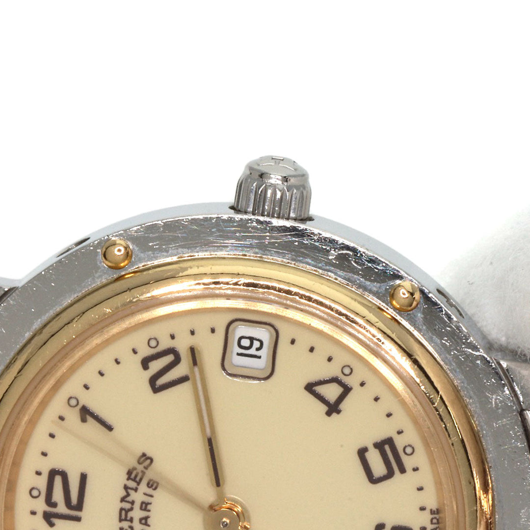 HERMES Watches Quartz CL4.220 Stainless Steel , SSxGP gold Clipper Ivory dial Women Used Authentic