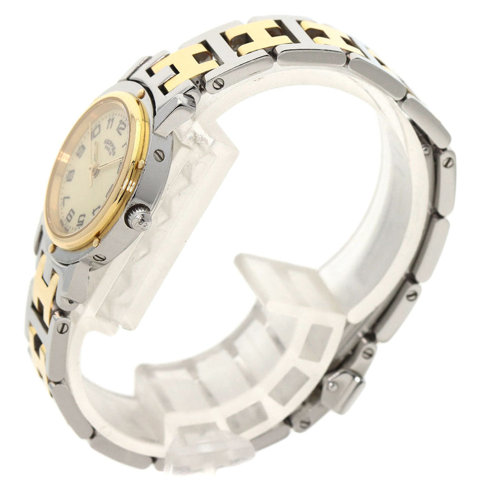 HERMES Watches Quartz CL4.220 Stainless Steel , SSxGP gold Clipper Ivory dial Women Used Authentic