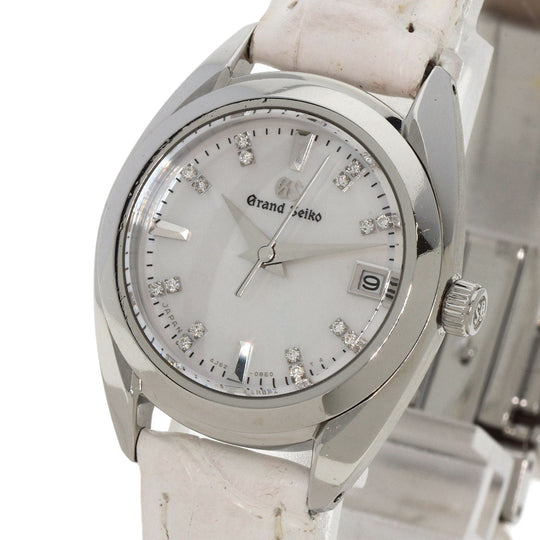 SEIKO Watches Quartz STGF087 4J52-0AC0 Stainless Steel, Leather Silver Grand Seiko Round Face Diamond White shell dial Women Used Authentic