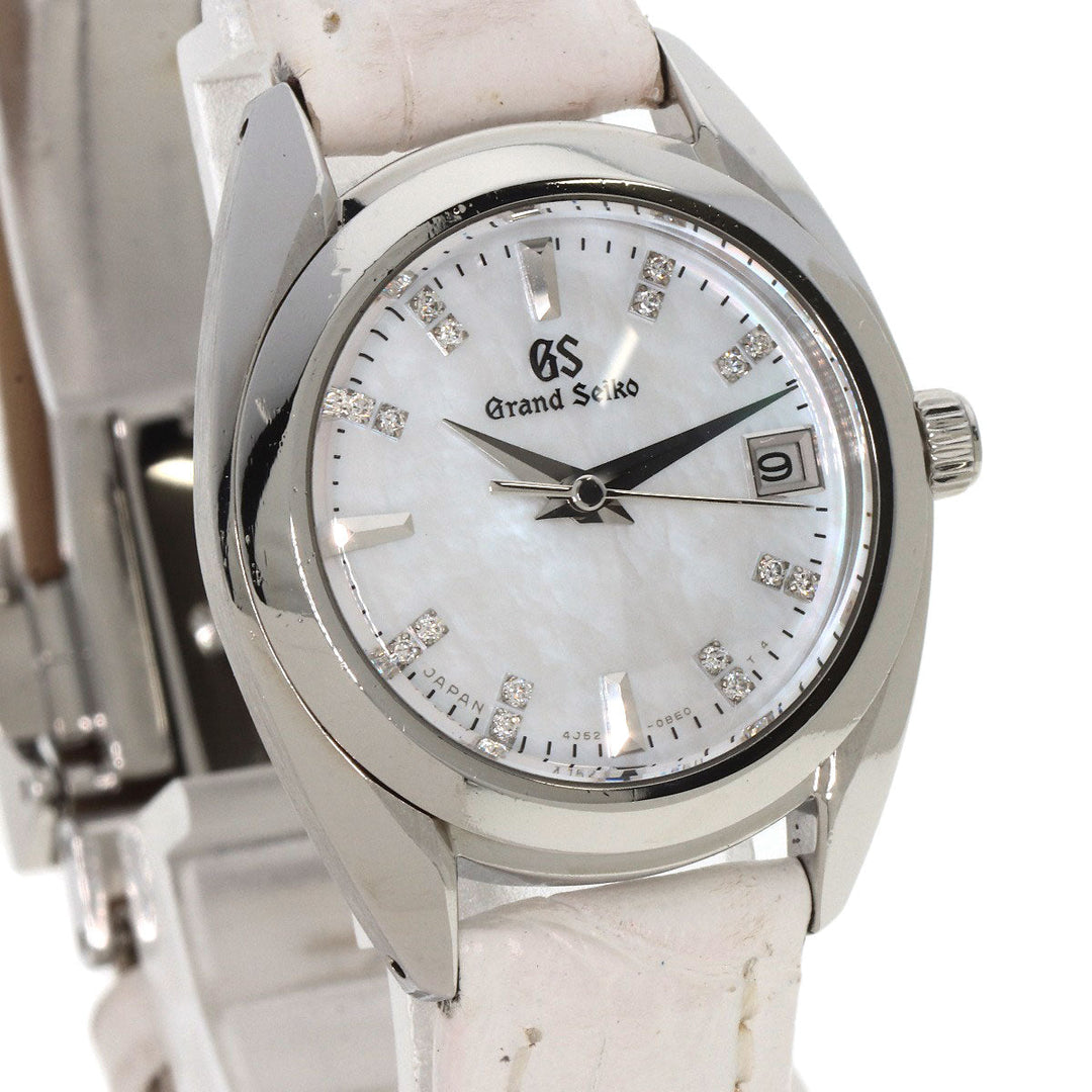 SEIKO Watches Quartz STGF087 4J52-0AC0 Stainless Steel, Leather Silver Grand Seiko Round Face Diamond White shell dial Women Used Authentic