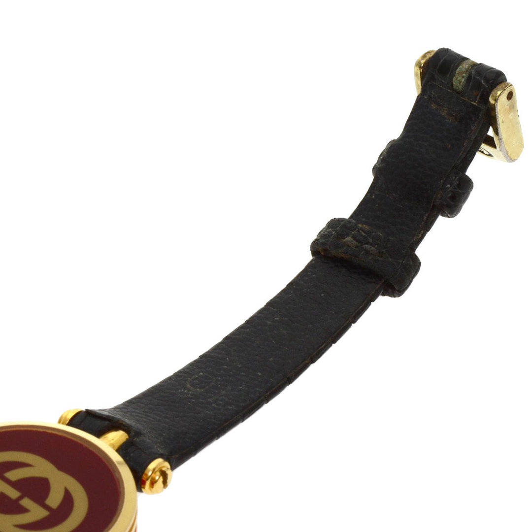 GUCCI Watches Quartz Gold Plated, Leather gold Sherry line gold dial Women Used Authentic