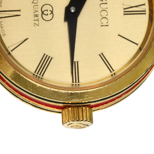 GUCCI Watches Quartz Gold Plated, Leather gold Sherry line gold dial Women Used Authentic