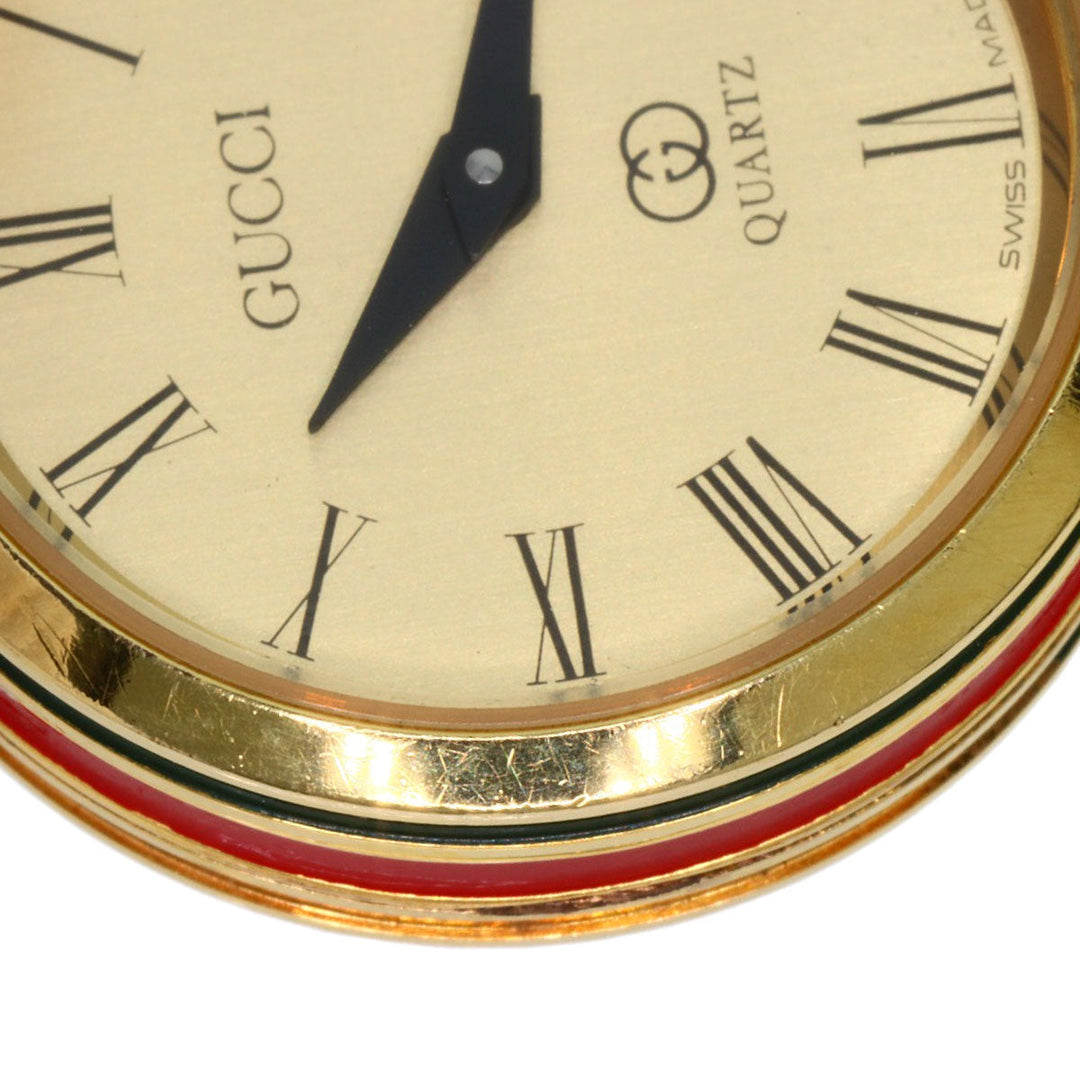 GUCCI Watches Quartz Gold Plated, Leather gold Sherry line gold dial Women Used Authentic