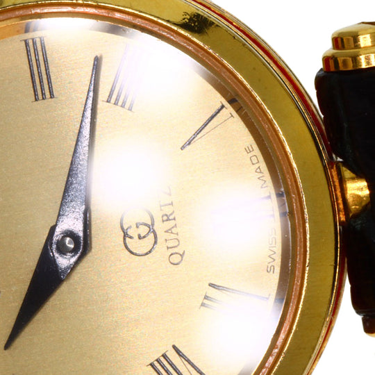 GUCCI Watches Quartz Gold Plated, Leather gold Sherry line gold dial Women Used Authentic
