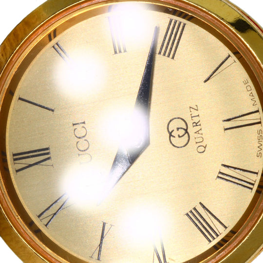 GUCCI Watches Quartz Gold Plated, Leather gold Sherry line gold dial Women Used Authentic