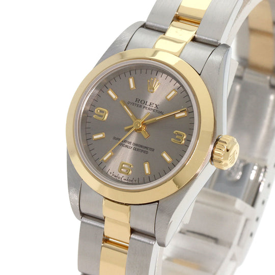 ROLEX Watches Mechanical Automatic 67183 Stainless Steel , SSxK18YG gold Oyster Perpetual 369 gray dial Women Used Authentic