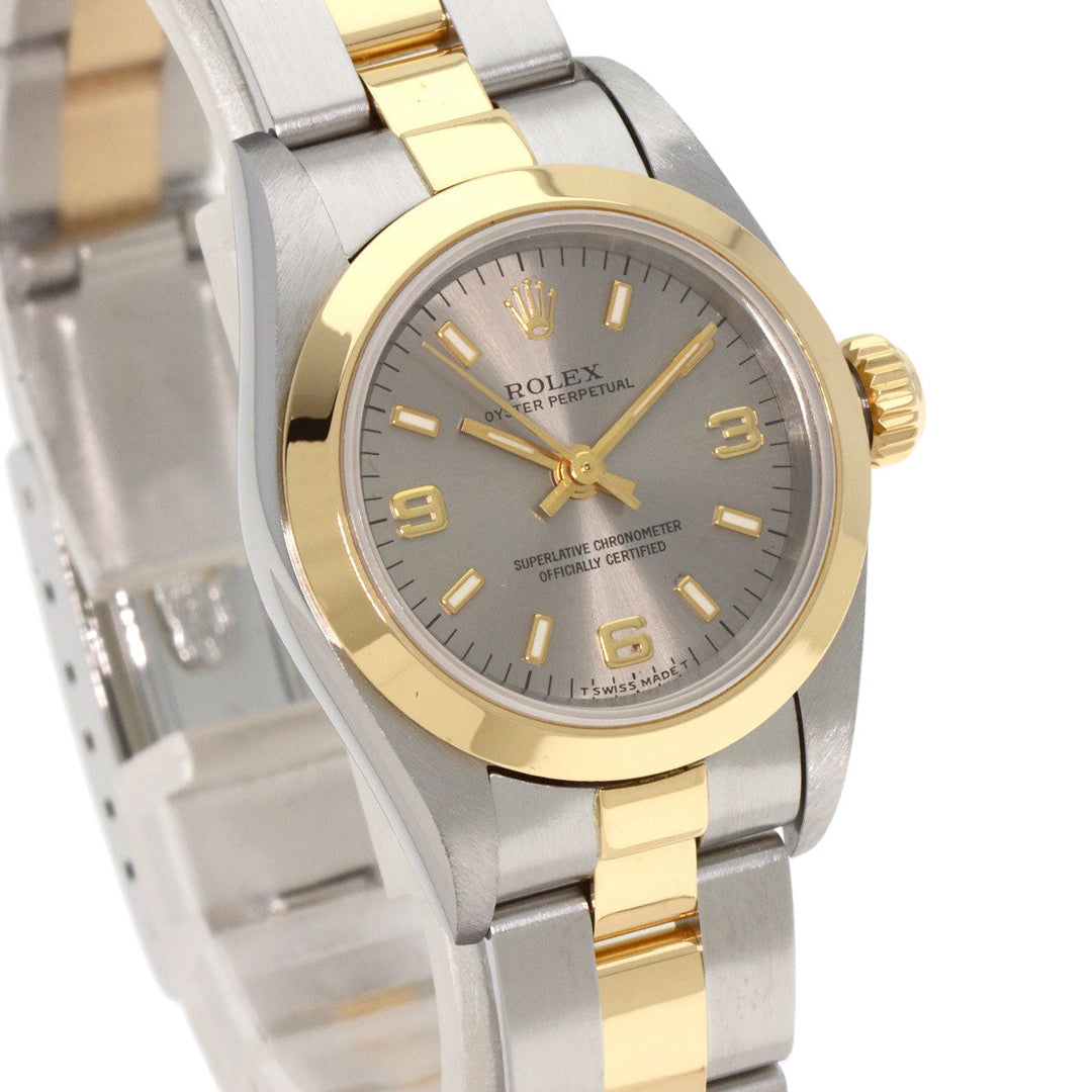ROLEX Watches Mechanical Automatic 67183 Stainless Steel , SSxK18YG gold Oyster Perpetual 369 gray dial Women Used Authentic