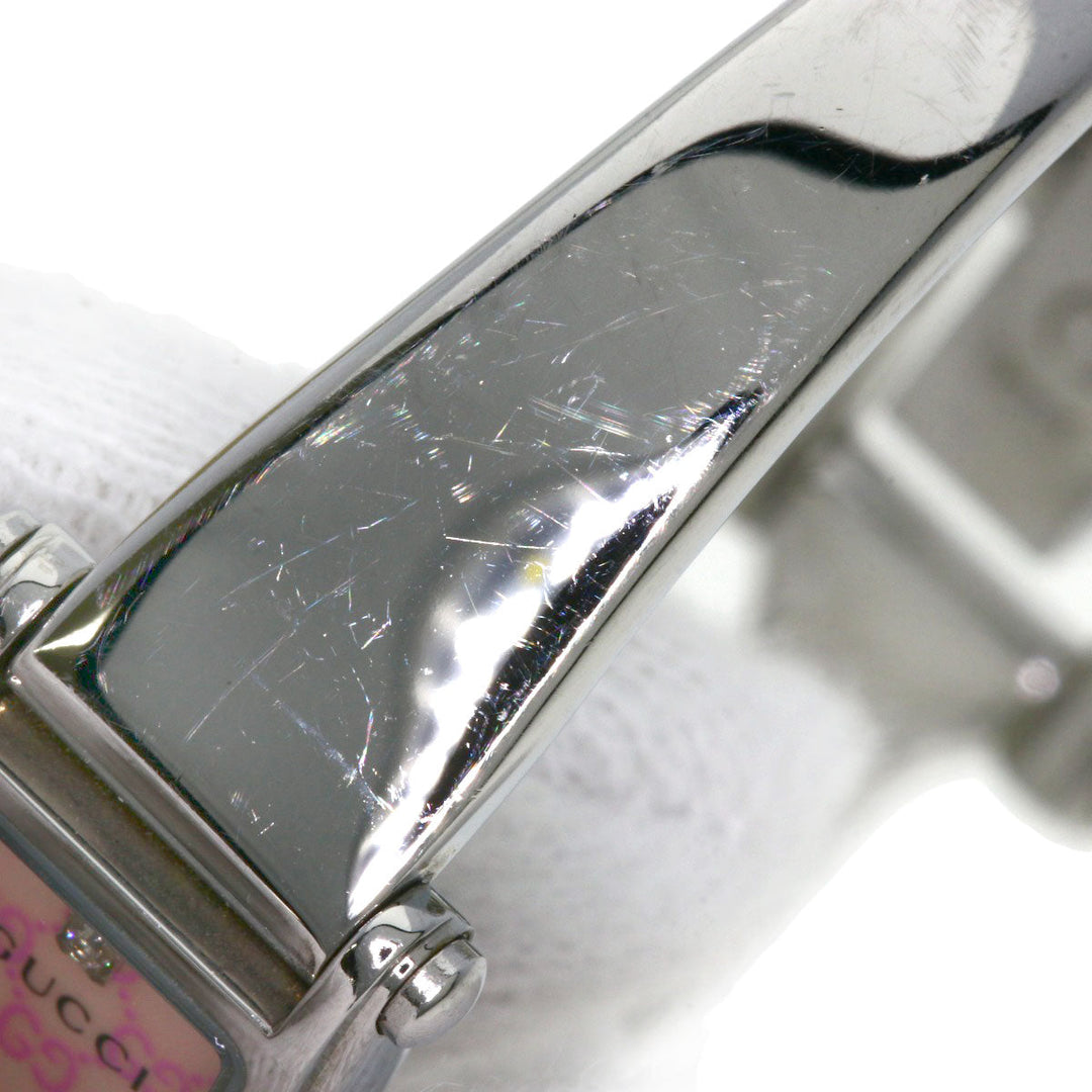 GUCCI Watches Quartz 1500L Stainless Steel , Stainless Steel Silver Square face Pink shell dial Women Used Authentic