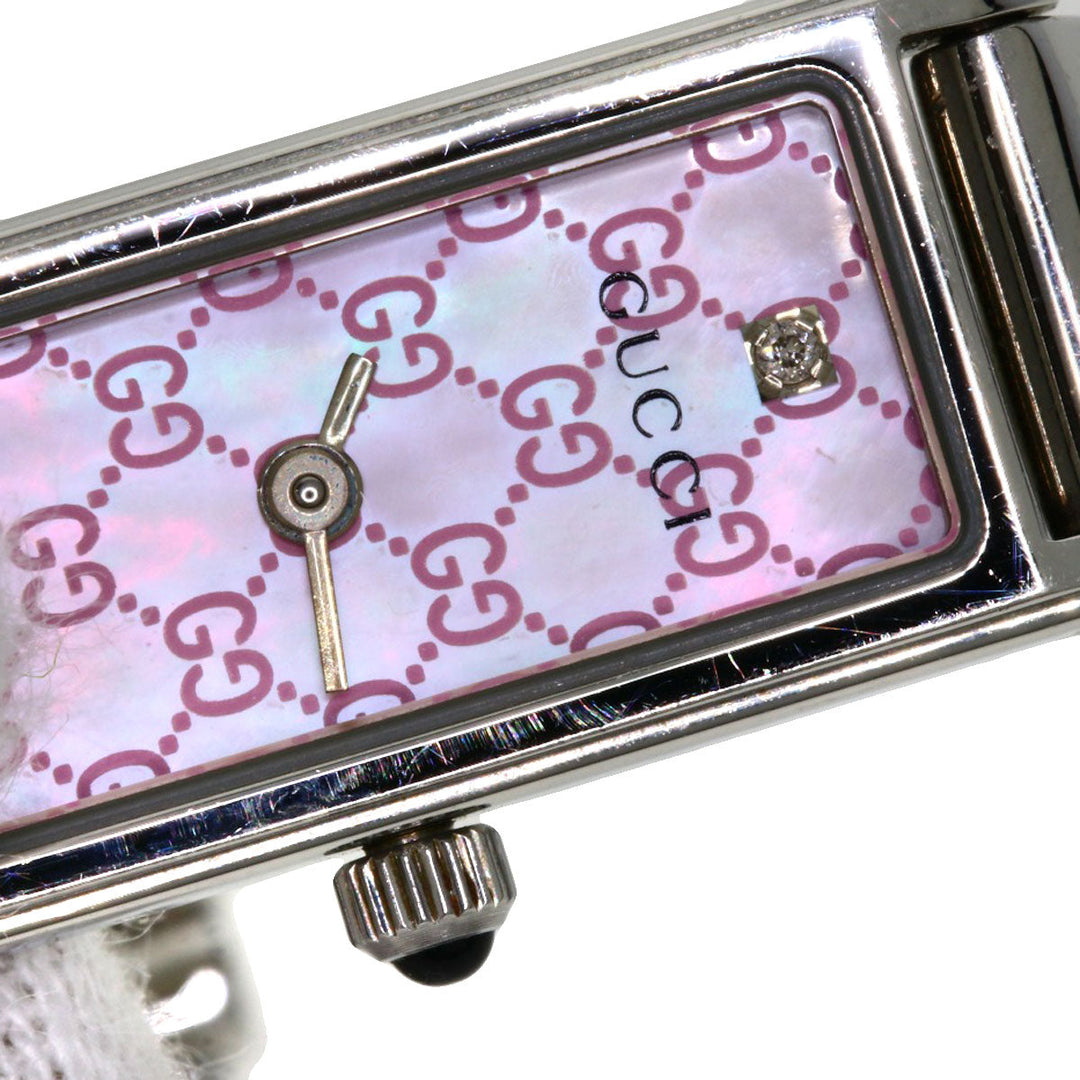 GUCCI Watches Quartz 1500L Stainless Steel , Stainless Steel Silver Square face Pink shell dial Women Used Authentic