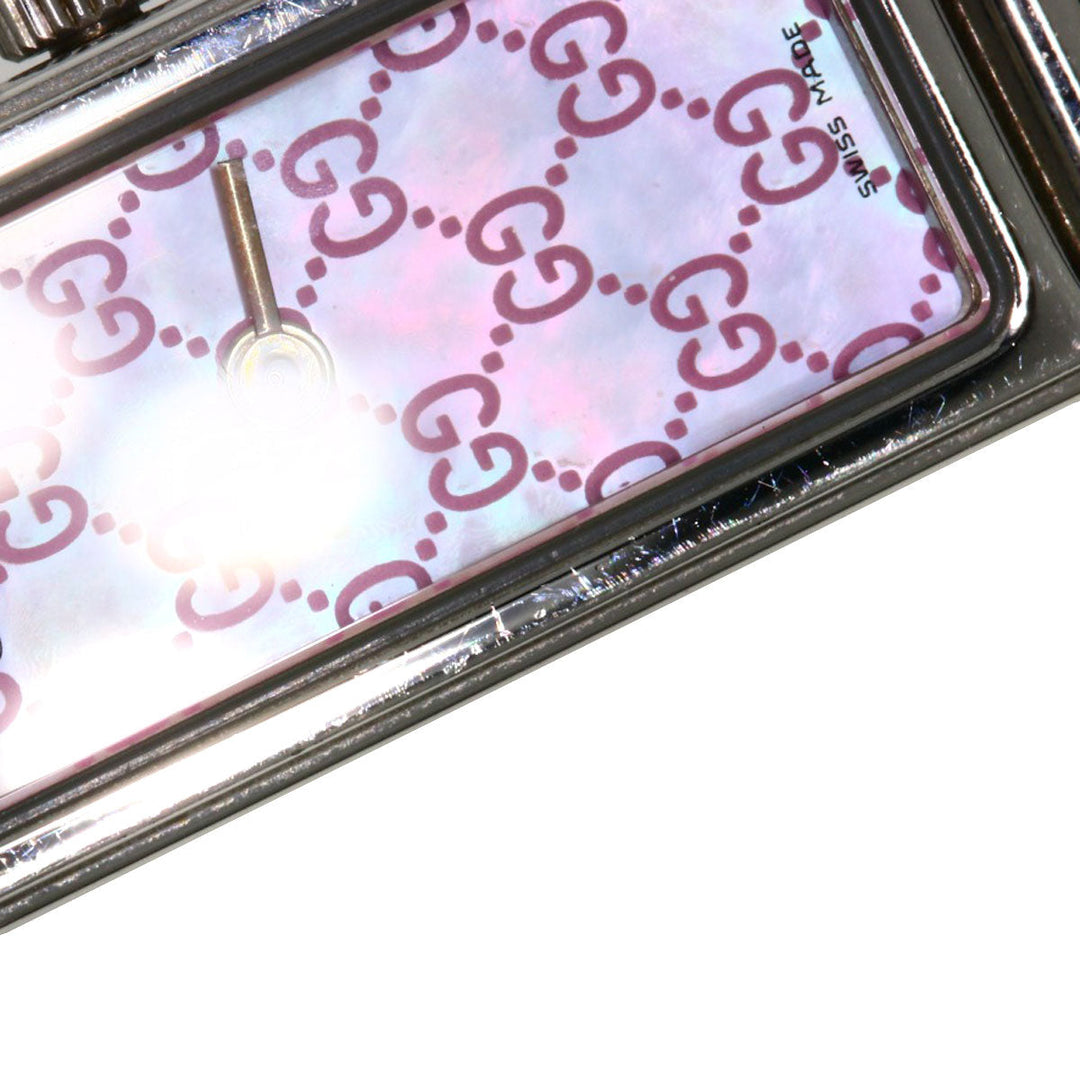 GUCCI Watches Quartz 1500L Stainless Steel , Stainless Steel Silver Square face Pink shell dial Women Used Authentic