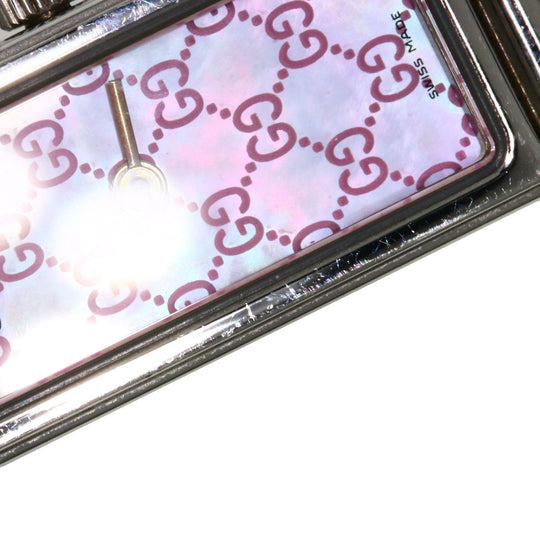 GUCCI Watches Quartz 1500L Stainless Steel , Stainless Steel Silver Square face Pink shell dial Women Used Authentic