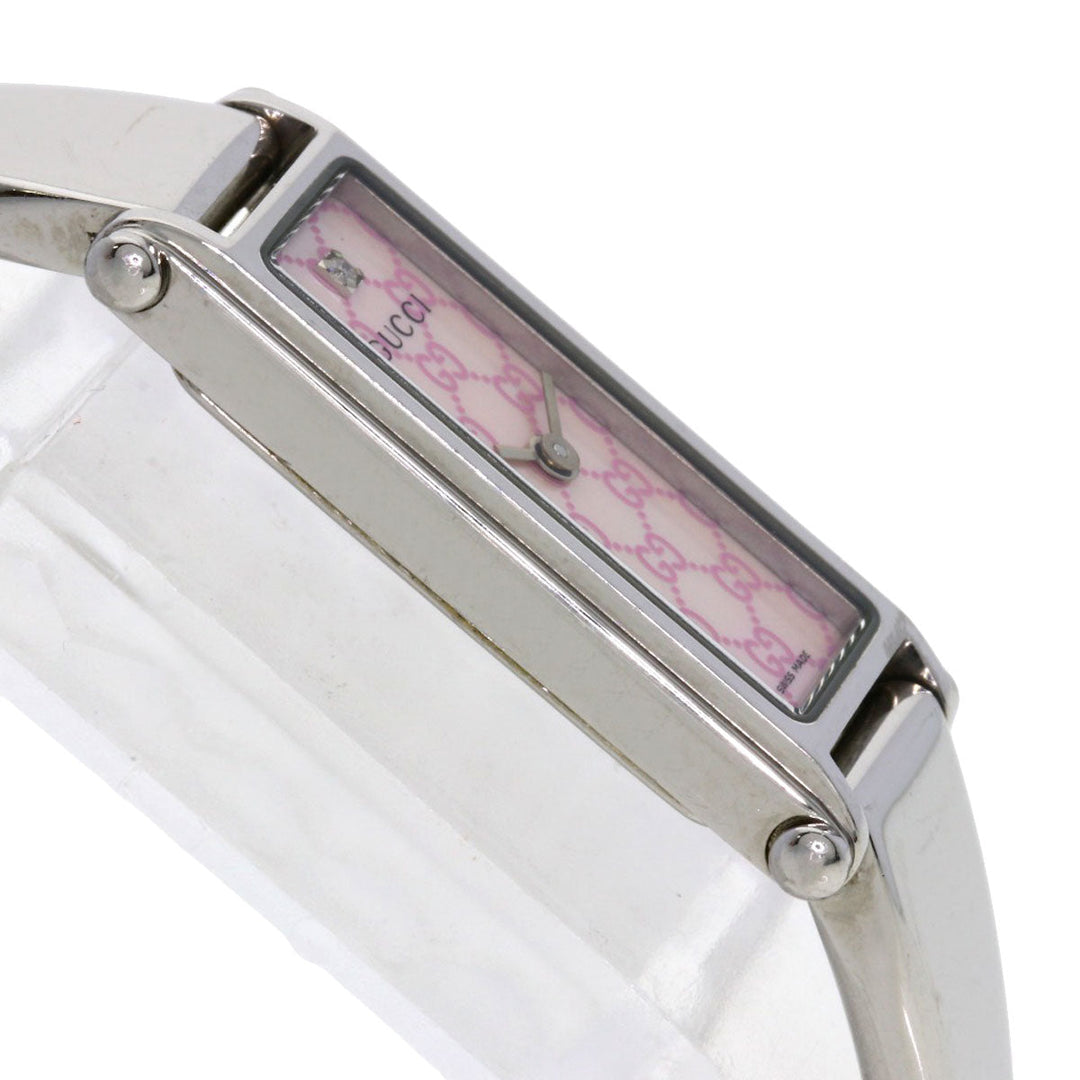 GUCCI Watches Quartz 1500L Stainless Steel , Stainless Steel Silver Square face Pink shell dial Women Used Authentic