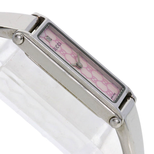 GUCCI Watches Quartz 1500L Stainless Steel , Stainless Steel Silver Square face Pink shell dial Women Used Authentic