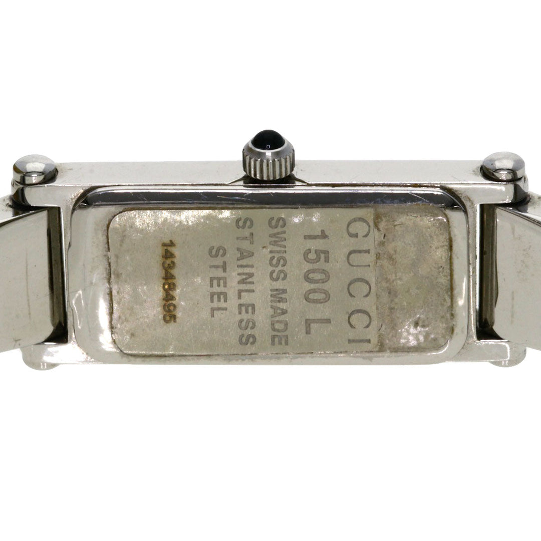 GUCCI Watches Quartz 1500L Stainless Steel , Stainless Steel Silver Square face Pink shell dial Women Used Authentic