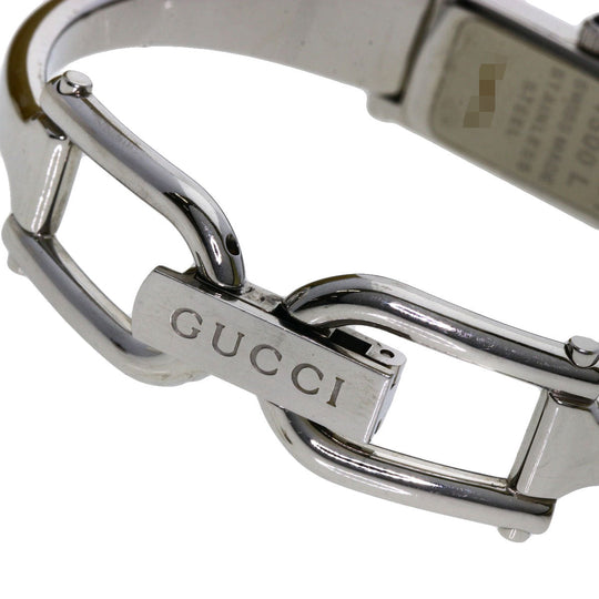 GUCCI Watches Quartz 1500L Stainless Steel , Stainless Steel Silver Square face Pink shell dial Women Used Authentic