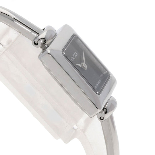 GUCCI Watches Quartz 1900L Stainless Steel , Stainless Steel Silver Square face black dial Women Used Authentic