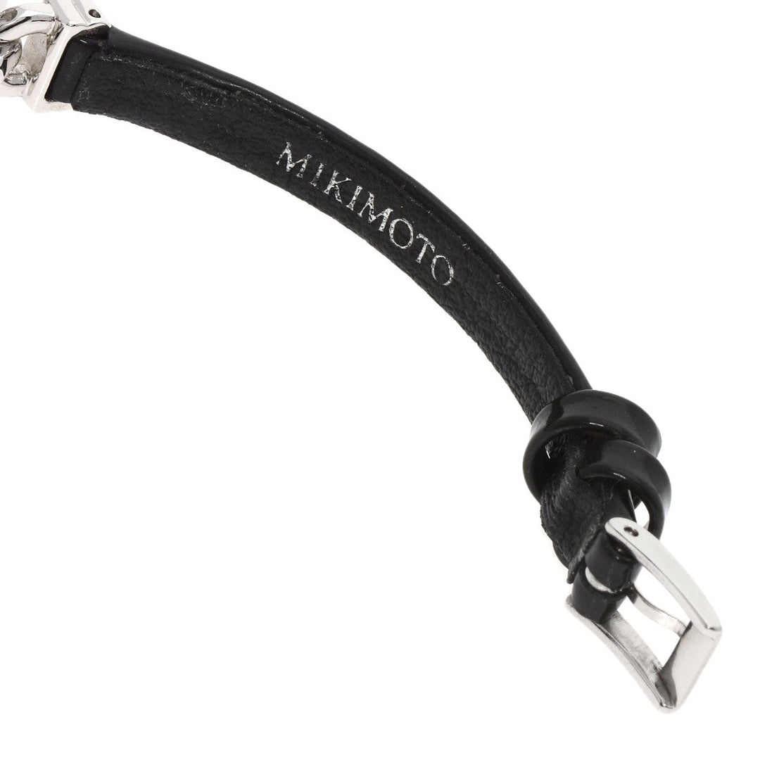 MIKIMOTO Watches Quartz Stainless Steel, Leather Silver Round face 2WAY Necklace included White shell dial Women Used Authentic