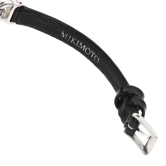 MIKIMOTO Watches Quartz Stainless Steel, Leather Silver Round face 2WAY Necklace included White shell dial Women Used Authentic