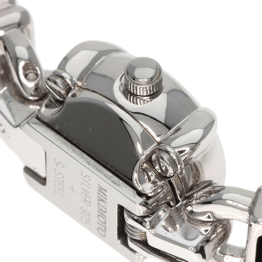 MIKIMOTO Watches Quartz Stainless Steel, Leather Silver Round face 2WAY Necklace included White shell dial Women Used Authentic