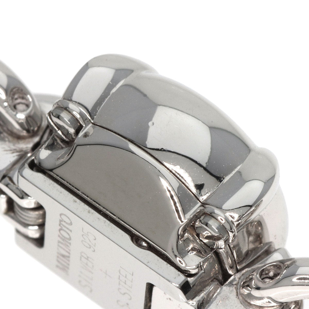 MIKIMOTO Watches Quartz Stainless Steel, Leather Silver Round face 2WAY Necklace included White shell dial Women Used Authentic