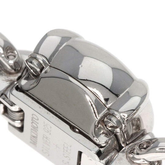 MIKIMOTO Watches Quartz Stainless Steel, Leather Silver Round face 2WAY Necklace included White shell dial Women Used Authentic