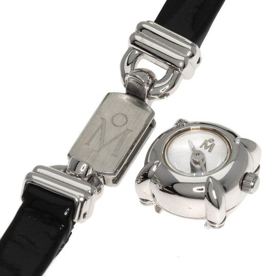 MIKIMOTO Watches Quartz Stainless Steel, Leather Silver Round face 2WAY Necklace included White shell dial Women Used Authentic