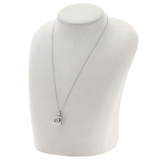 MIKIMOTO Watches Quartz Stainless Steel, Leather Silver Round face 2WAY Necklace included White shell dial Women Used Authentic