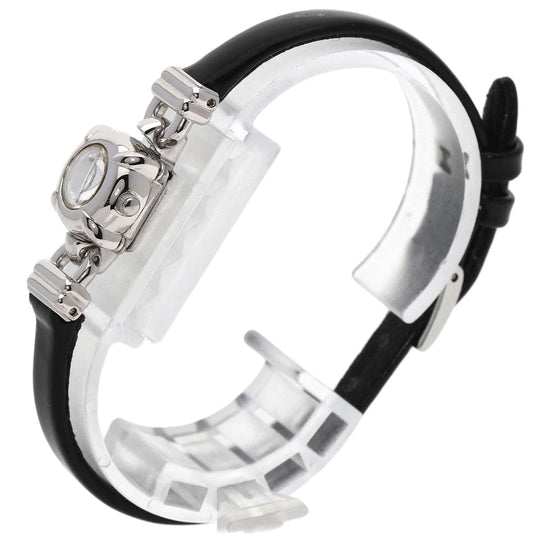 MIKIMOTO Watches Quartz Stainless Steel, Leather Silver Round face 2WAY Necklace included White shell dial Women Used Authentic