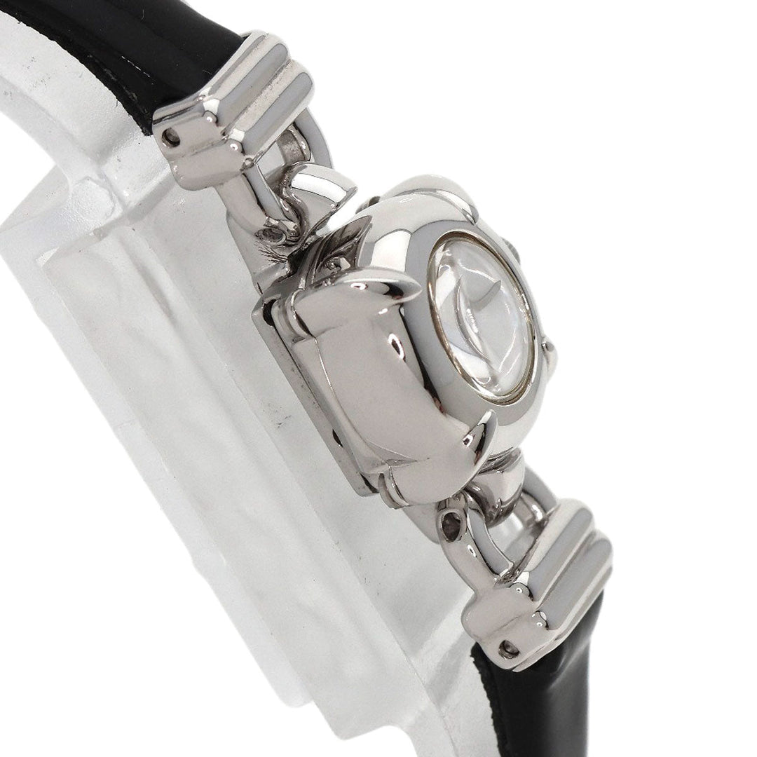 MIKIMOTO Watches Quartz Stainless Steel, Leather Silver Round face 2WAY Necklace included White shell dial Women Used Authentic