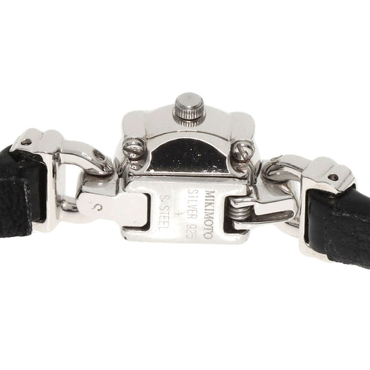 MIKIMOTO Watches Quartz Stainless Steel, Leather Silver Round face 2WAY Necklace included White shell dial Women Used Authentic