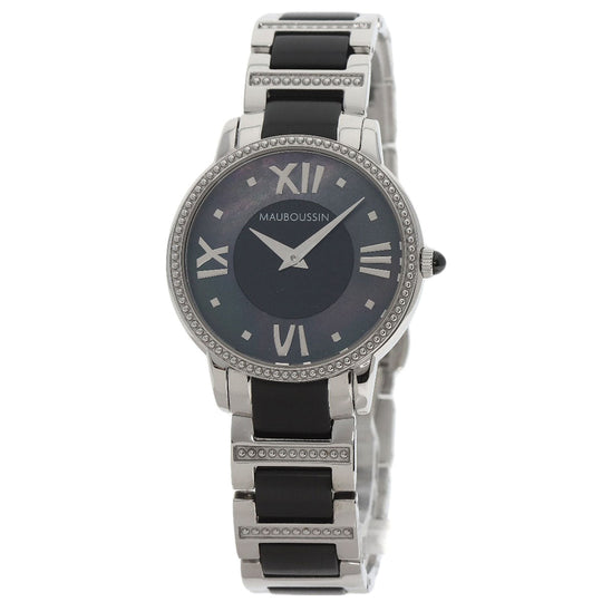 MAUBOUSSIN Watches Quartz 9296100-700 Stainless Steel Silver Jardin du Palais Royal Black shell dial